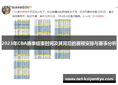 2023年CBA赛季结束时间及其背后的赛程安排与赛事分析 2023年CBA赛季结束时间及其背后的赛程安排与赛事分析